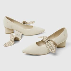 Vivaia Aurora Pointy Cream Ivory Old Money Knit Breathable Comfort Heels 10.5
